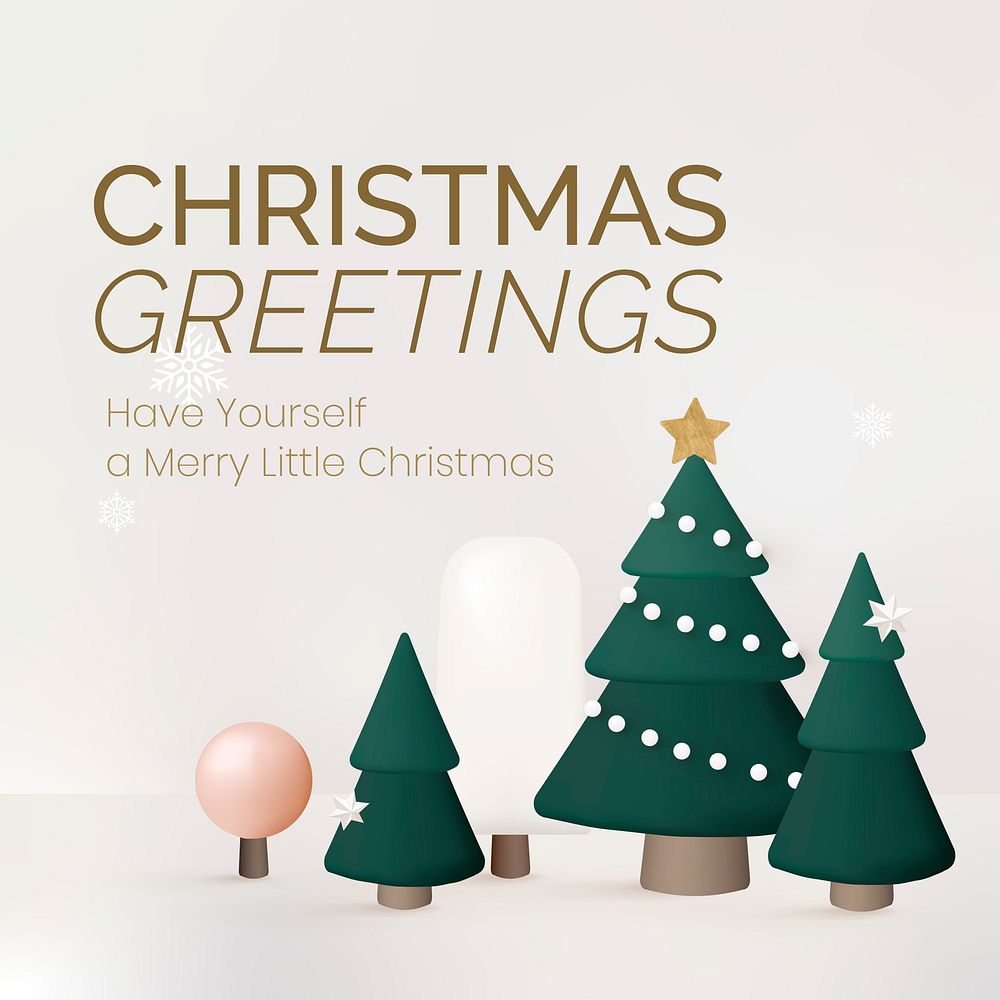 Christmas greetings social media template, winter graphic vector