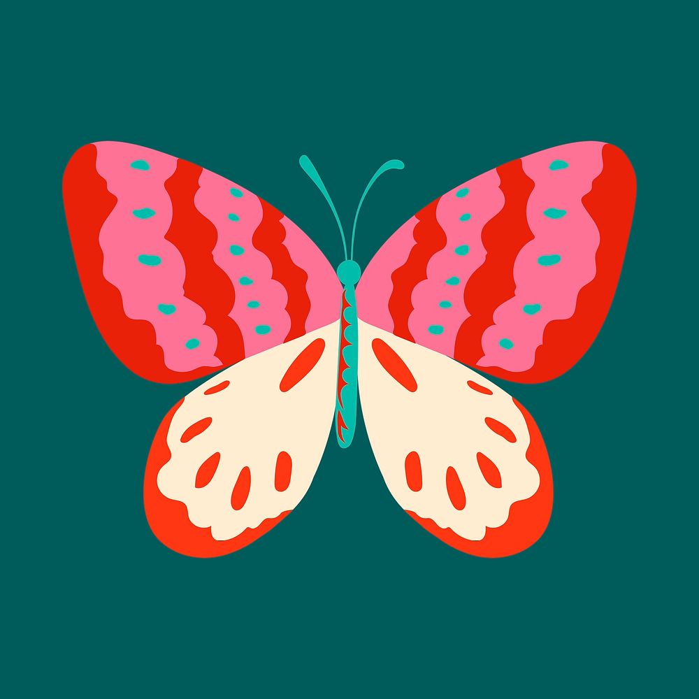 Colorful butterfly sticker, pop art psd design
