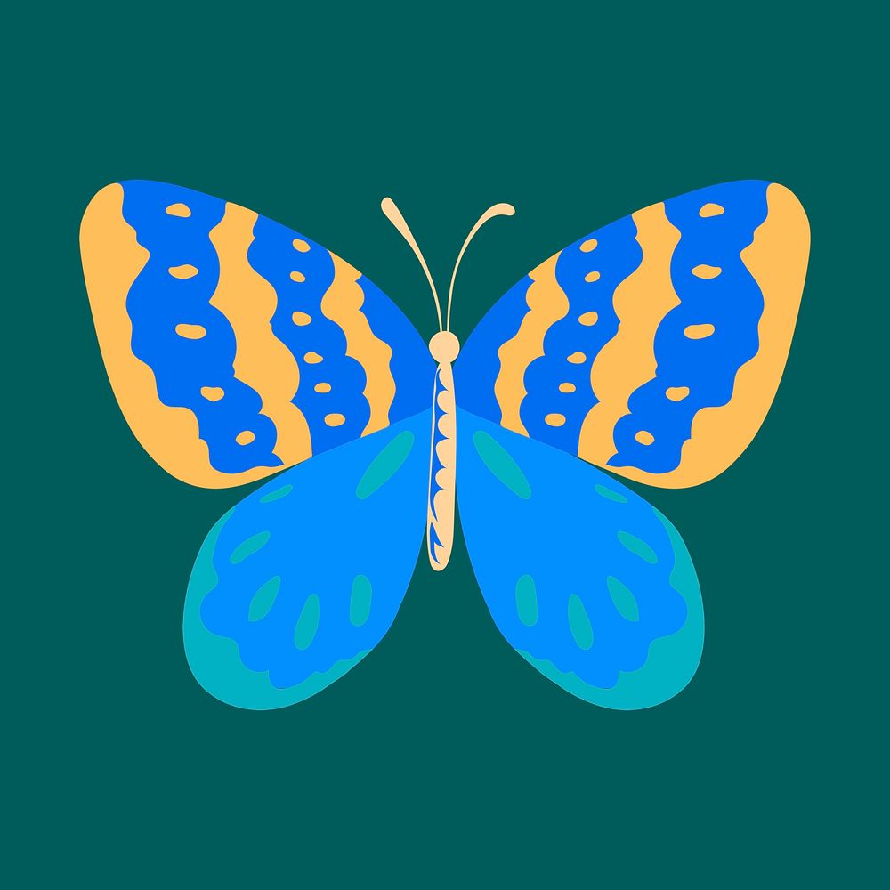Colorful butterfly sticker, pop art psd design