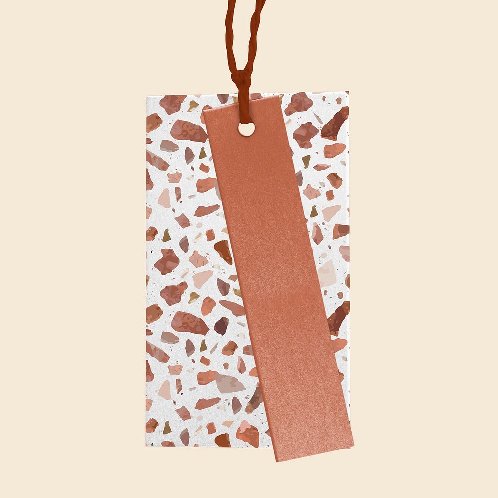 Brown gift tag, Terrazzo patterned card