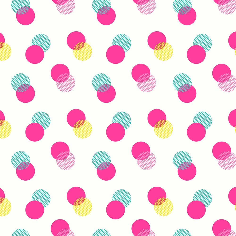 Pink pattern background, polka dot, cute feminine design vector