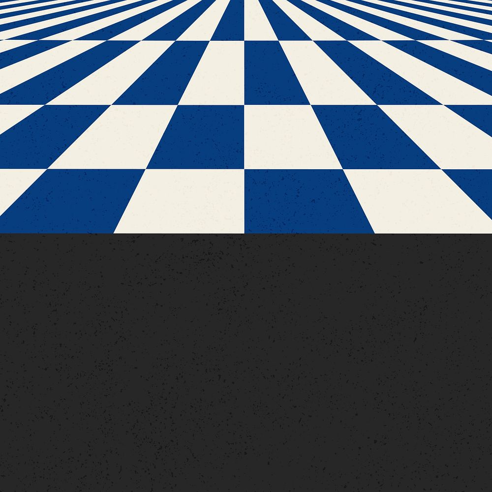 Retro blue checker background, distorted abstract pattern