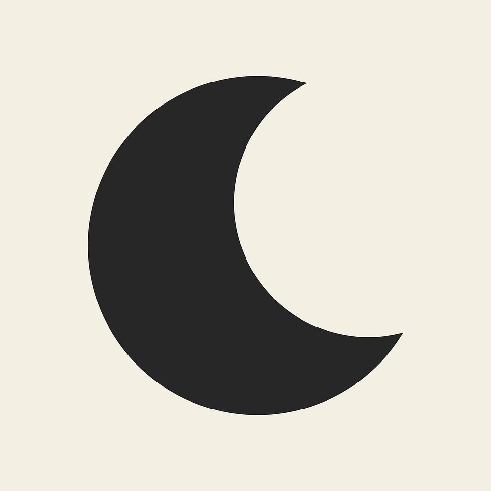 Black crescent moon minimal collage element vector