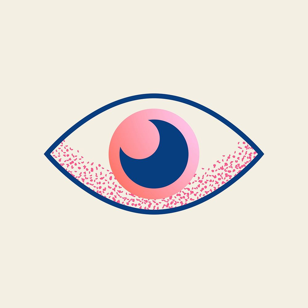 All seeing eye collage element, gradient psychedelic graphic vector