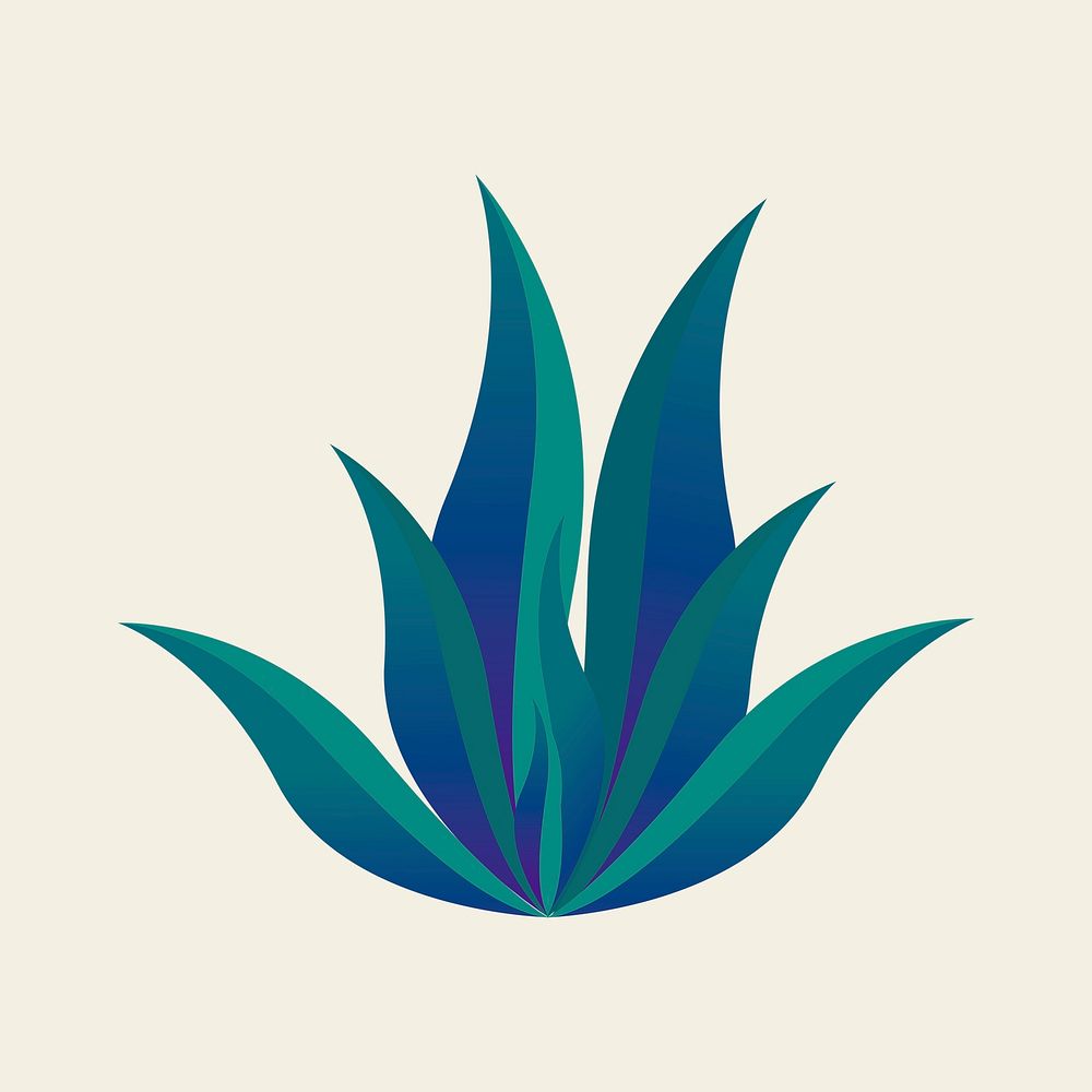 Green plant, gradient graphic on off white