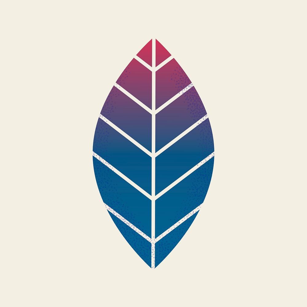 Blue leaf, gradient graphic on off white