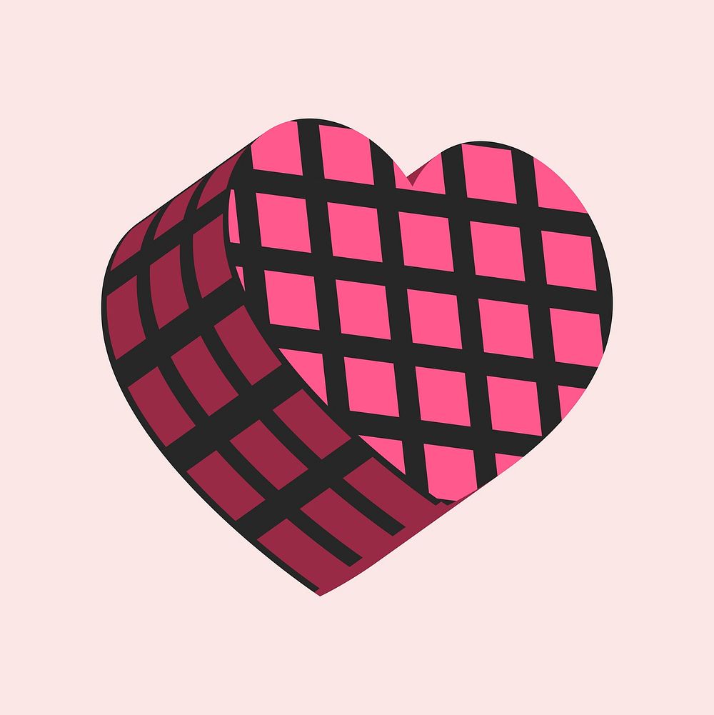 Pink heart geometric collage element psd