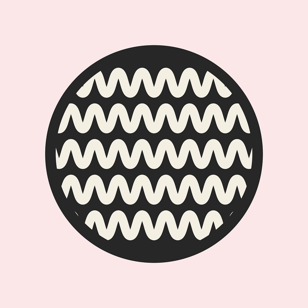 Black round badge collage element vector