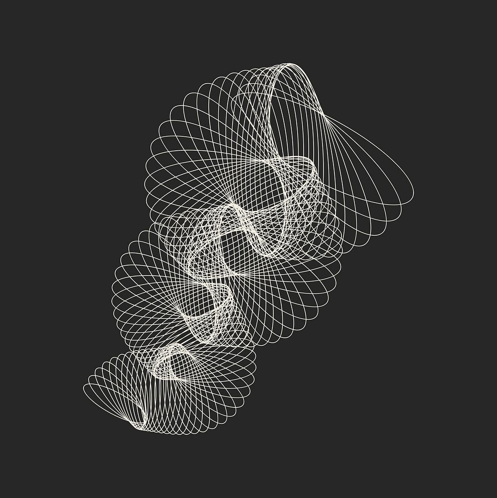 Mesh spiral geometric shape graphic on black