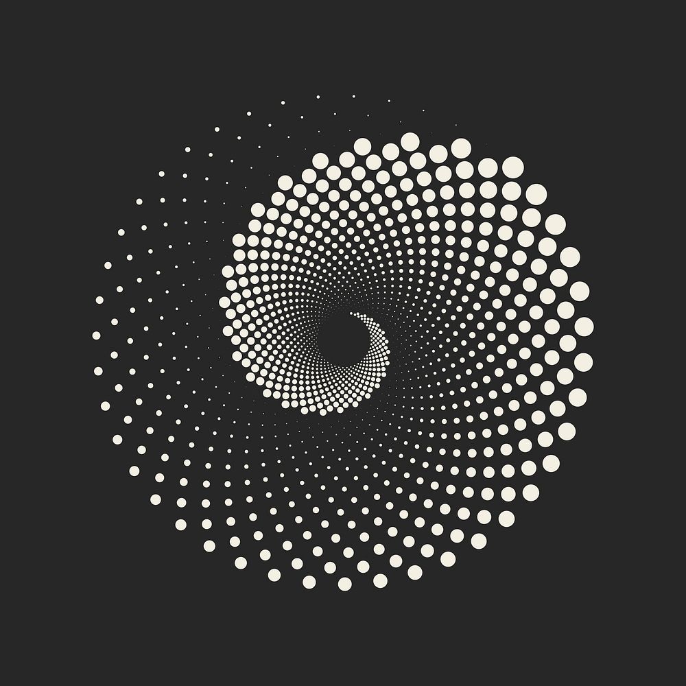 Halftone spiral geometric shape, hypnosis collage element vector