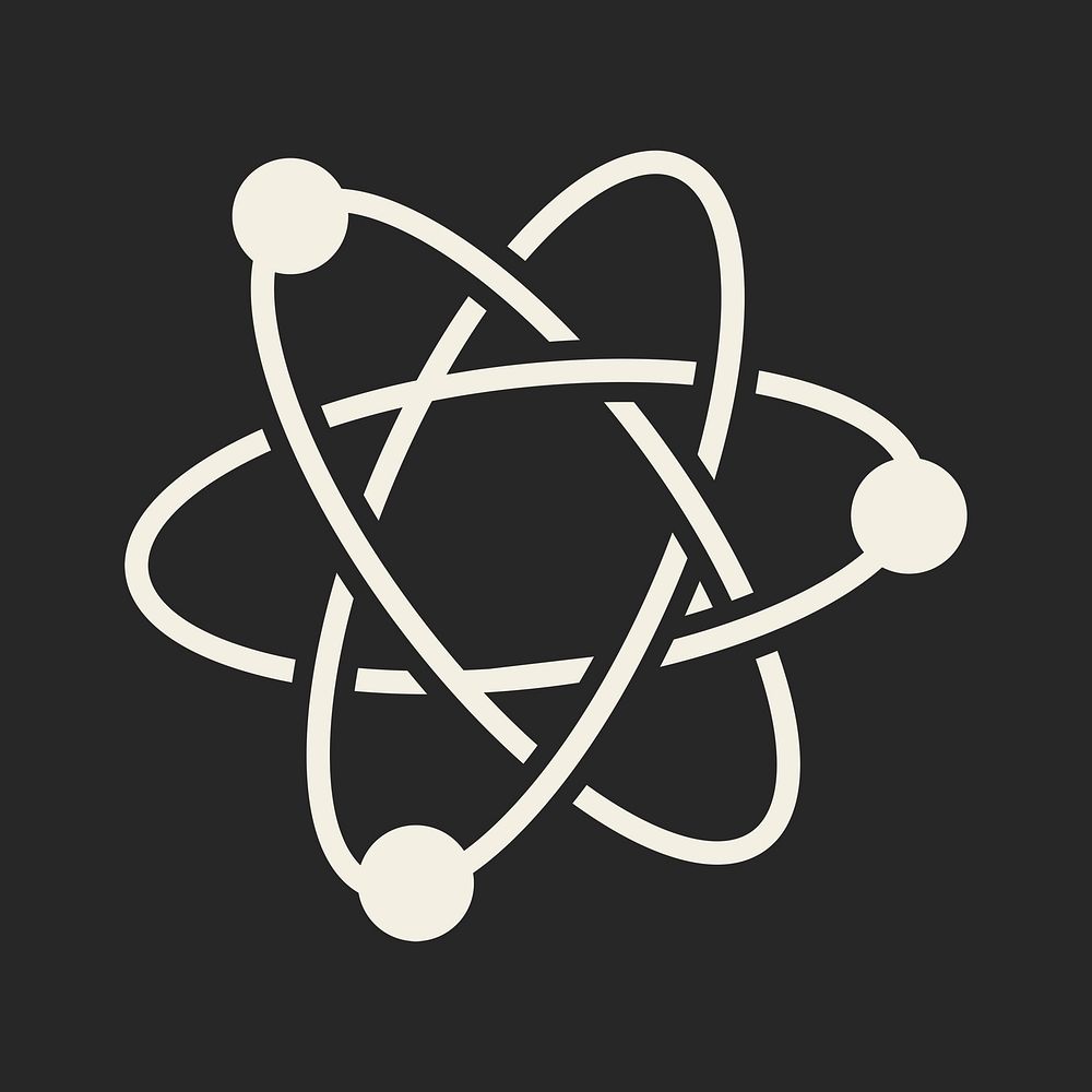 Science atom, radioactive graphic on black