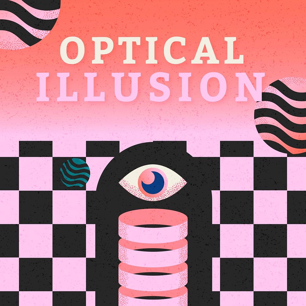 Optical illusion Instagram post template, seeing eye design vector