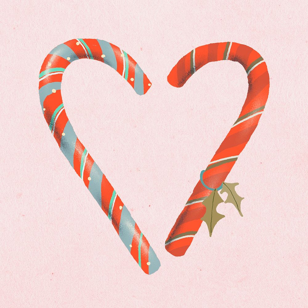 Candy cane doodle, Christmas hand drawn psd, cute winter holidays illustration
