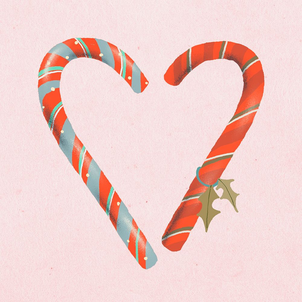 Christmas doodle, candy canes, cute illustration