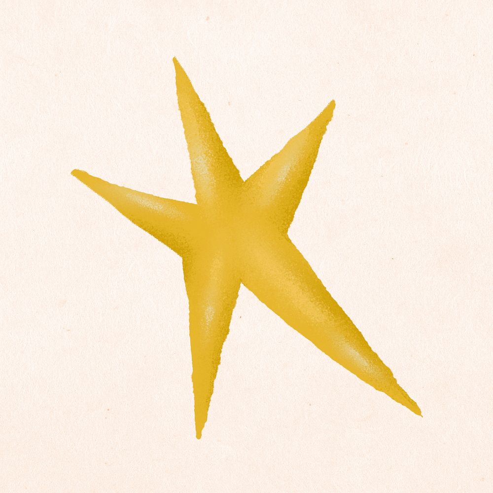 Christmas gold star, hand drawn illustration