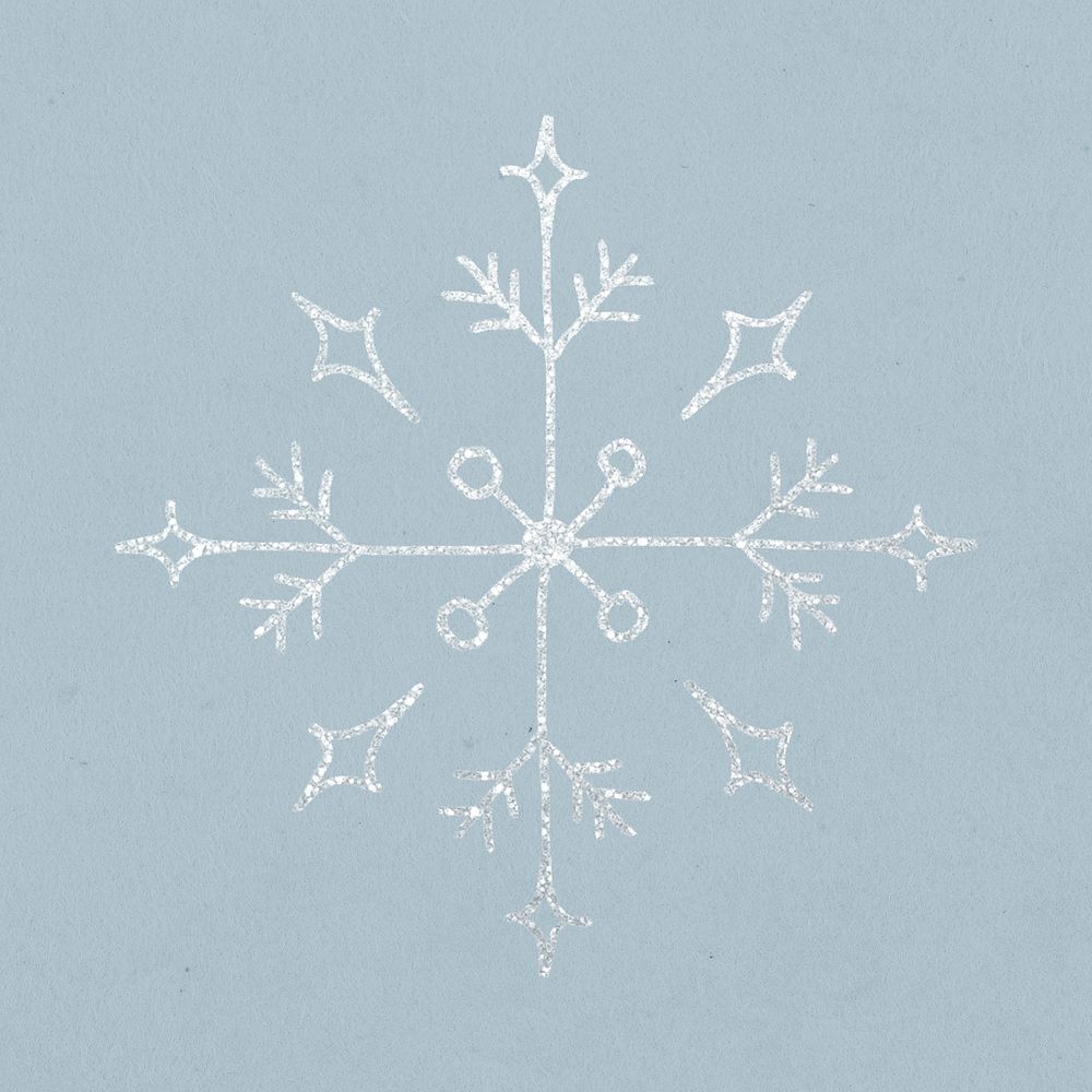 Christmas sticker, snowflake psd hand drawn illustration