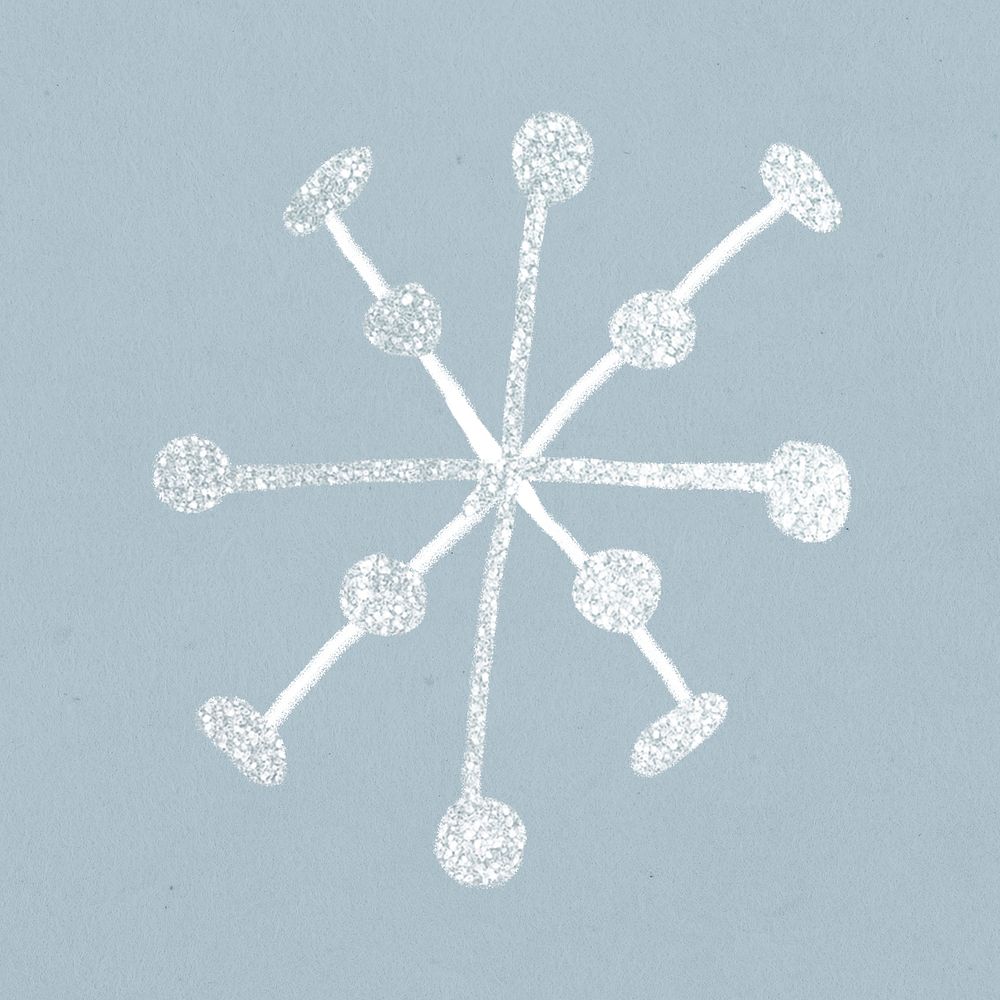 Snowflake doodle, Christmas hand drawn psd, cute winter holidays illustration