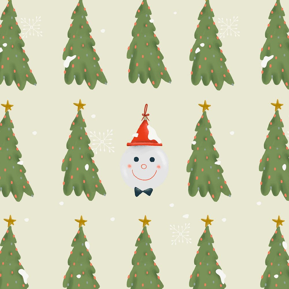 Cute Christmas tree pattern background vector