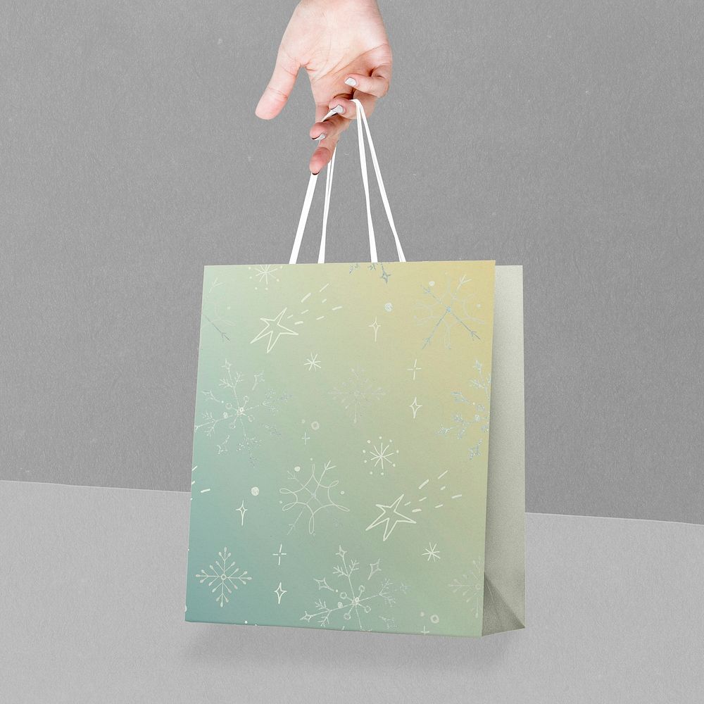 Gradient green holiday seasons shopping bag