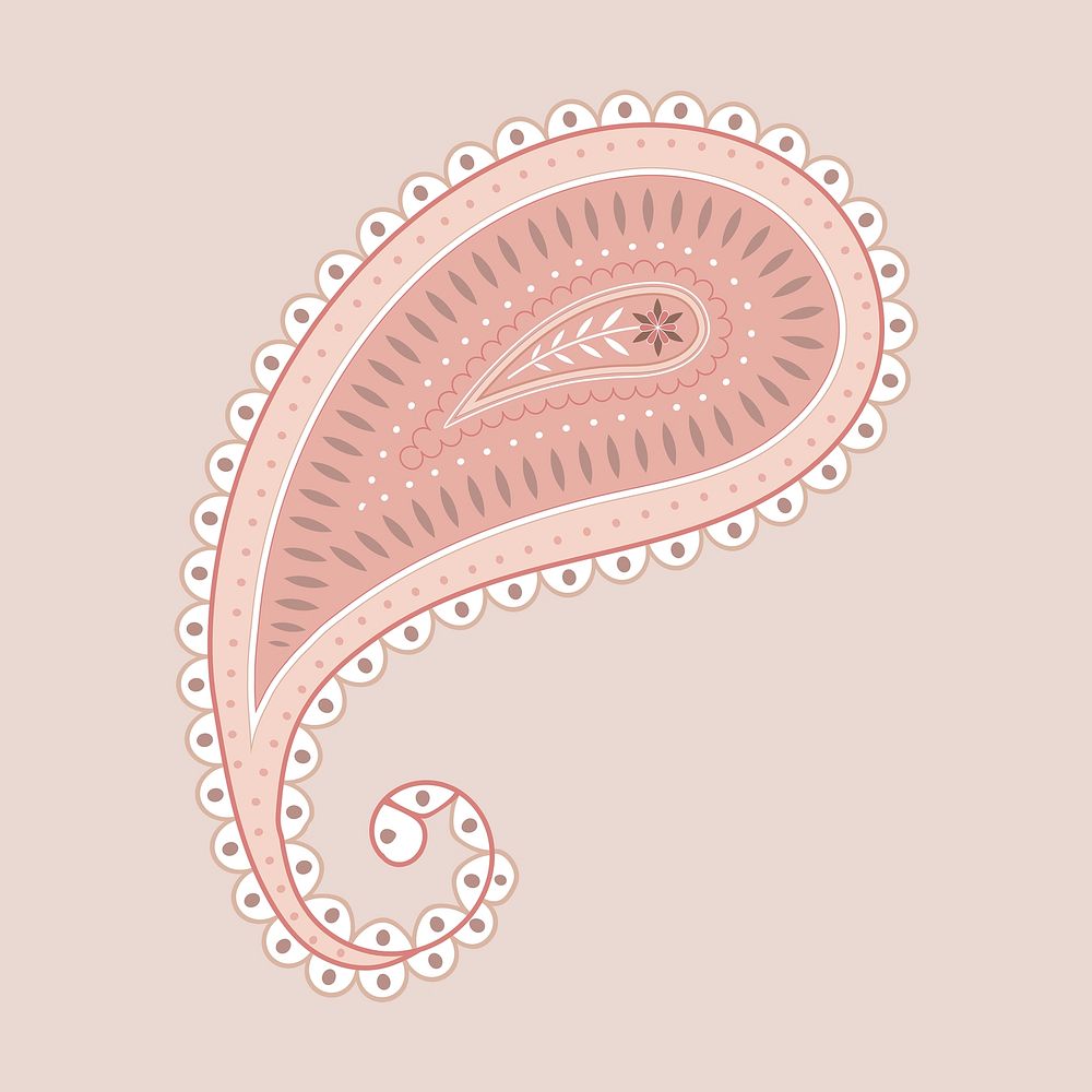 Pink paisley collage element, cute henna tattoo in pastel design psd