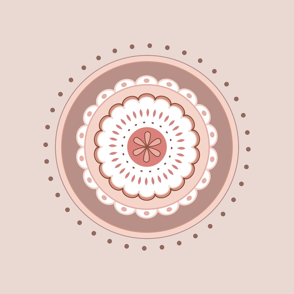 Brown paisley collage element, flower in pastel design psd