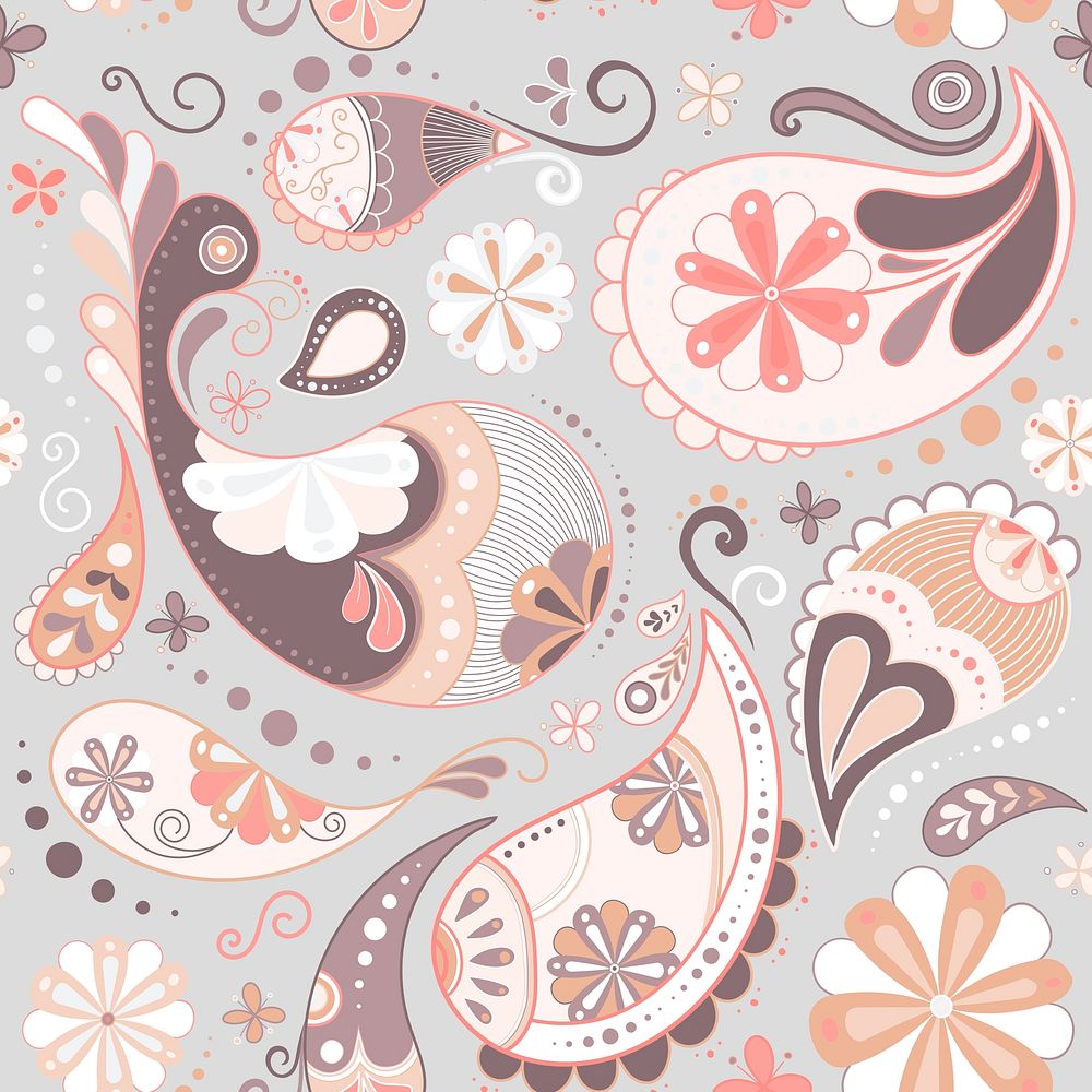 Paisley pattern background, pastel cute decorative illustration vector