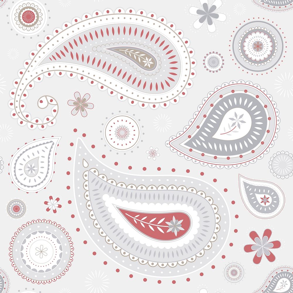Red feminine background, paisley pattern, abstract design vector