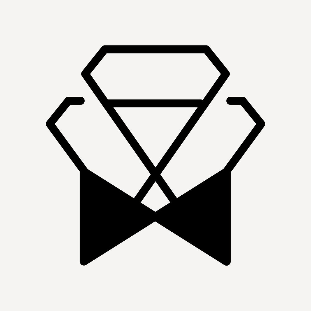 Logo element, fashion branding sticker, black and white design psd