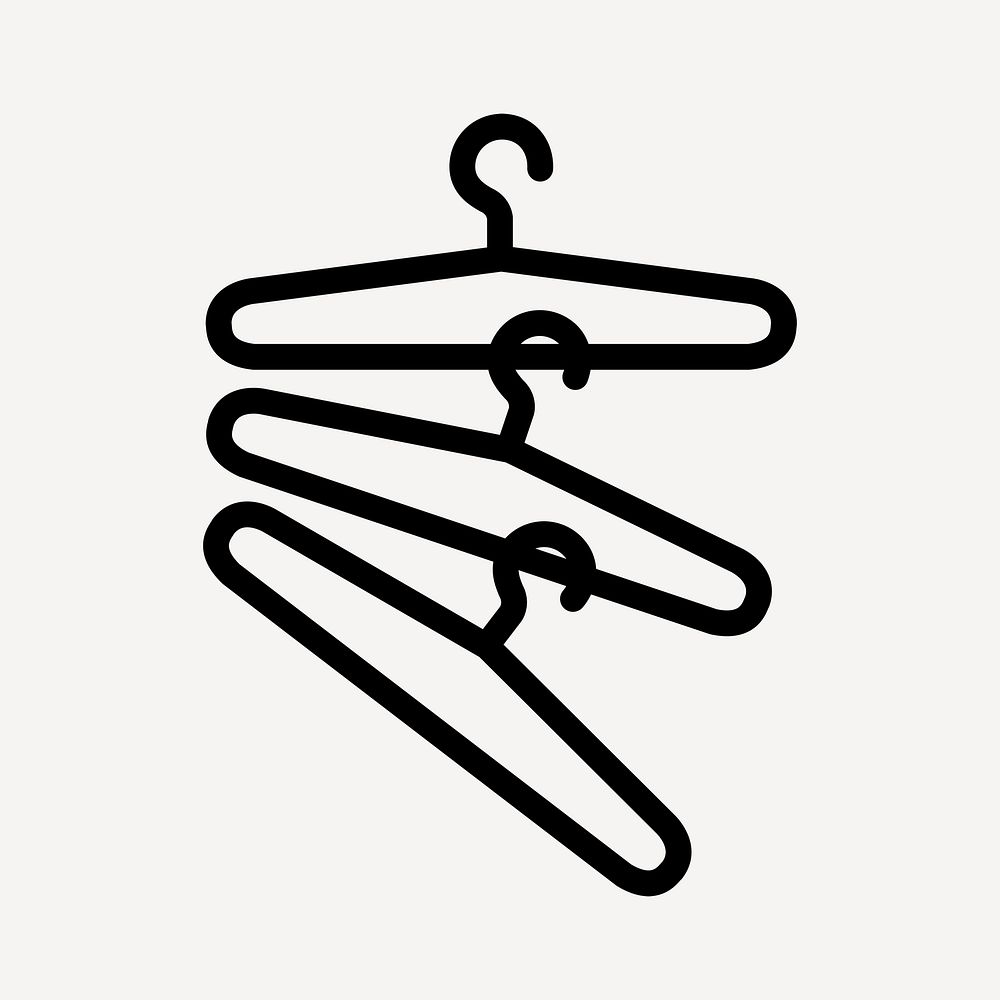 Hanger sticker, fashion branding, black and white design psd