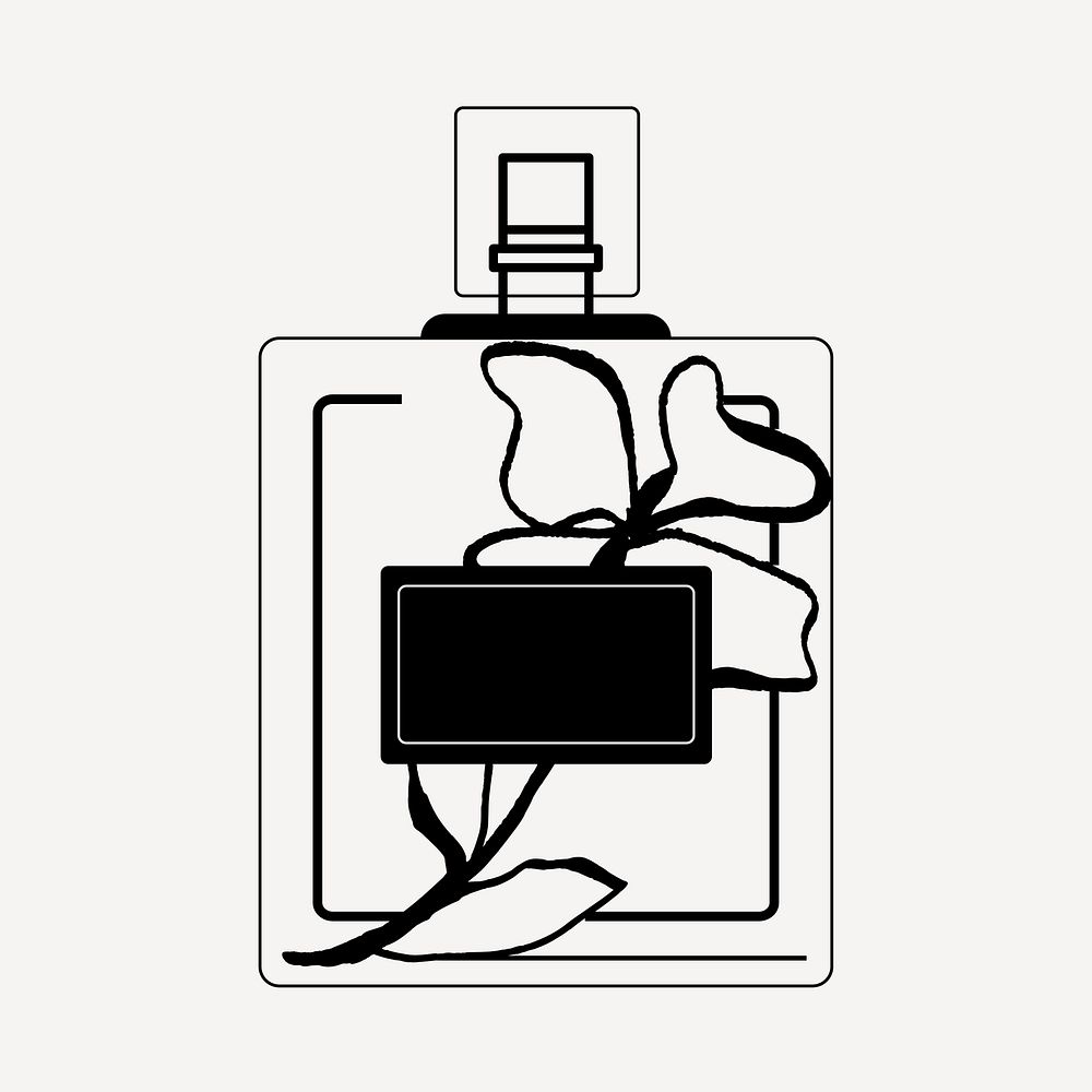 Perfume bottle sticker, black and white design vector