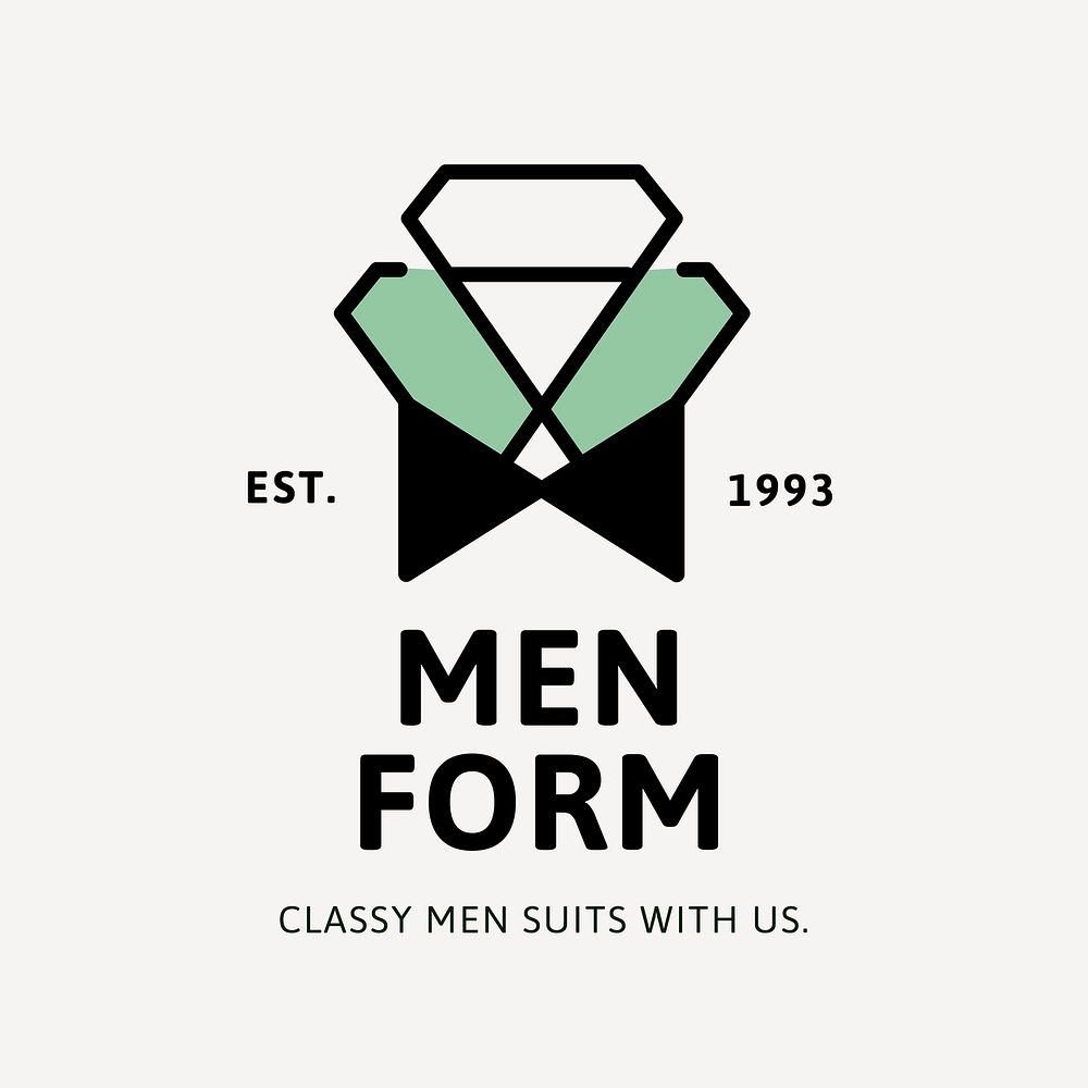 Men's fashion logo template, business branding design psd