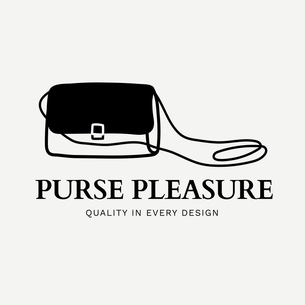 Purse shop logo, fashion business branding template design, black and white vector