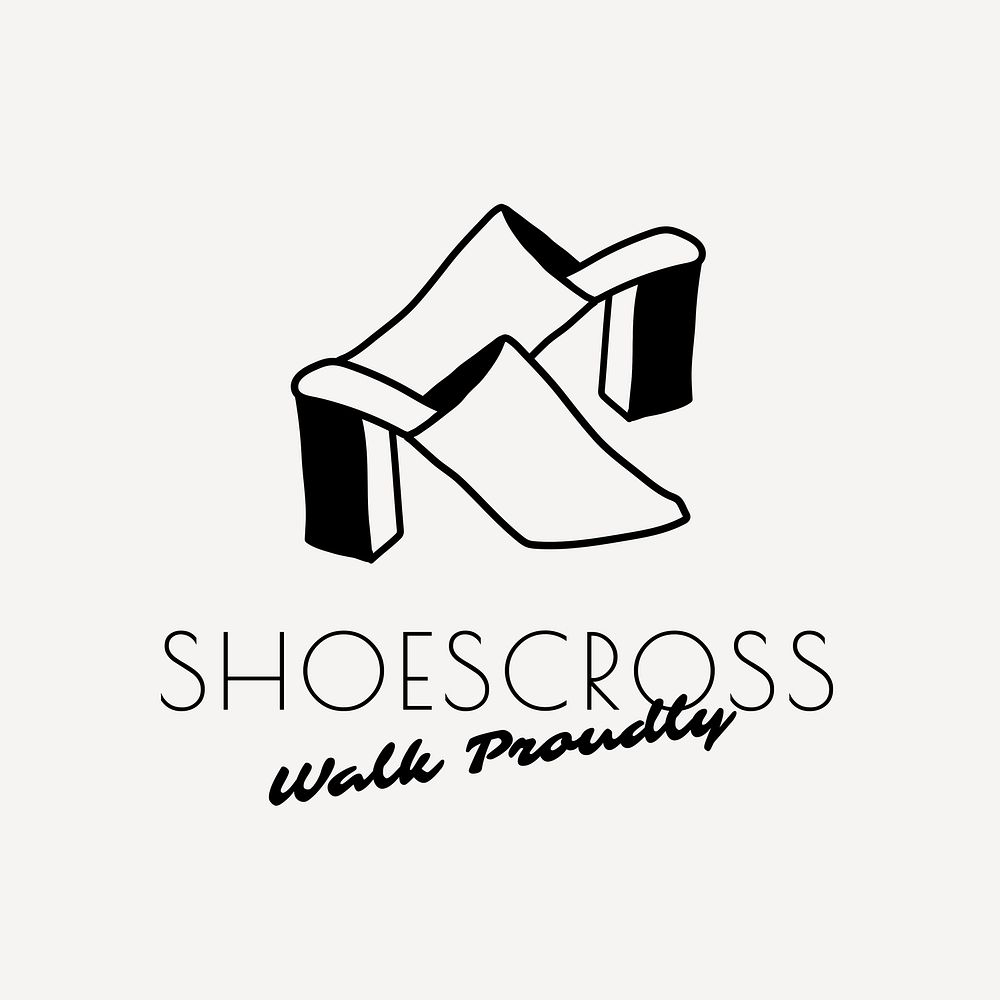 Shoe logo template, fashion business branding design, black and white psd