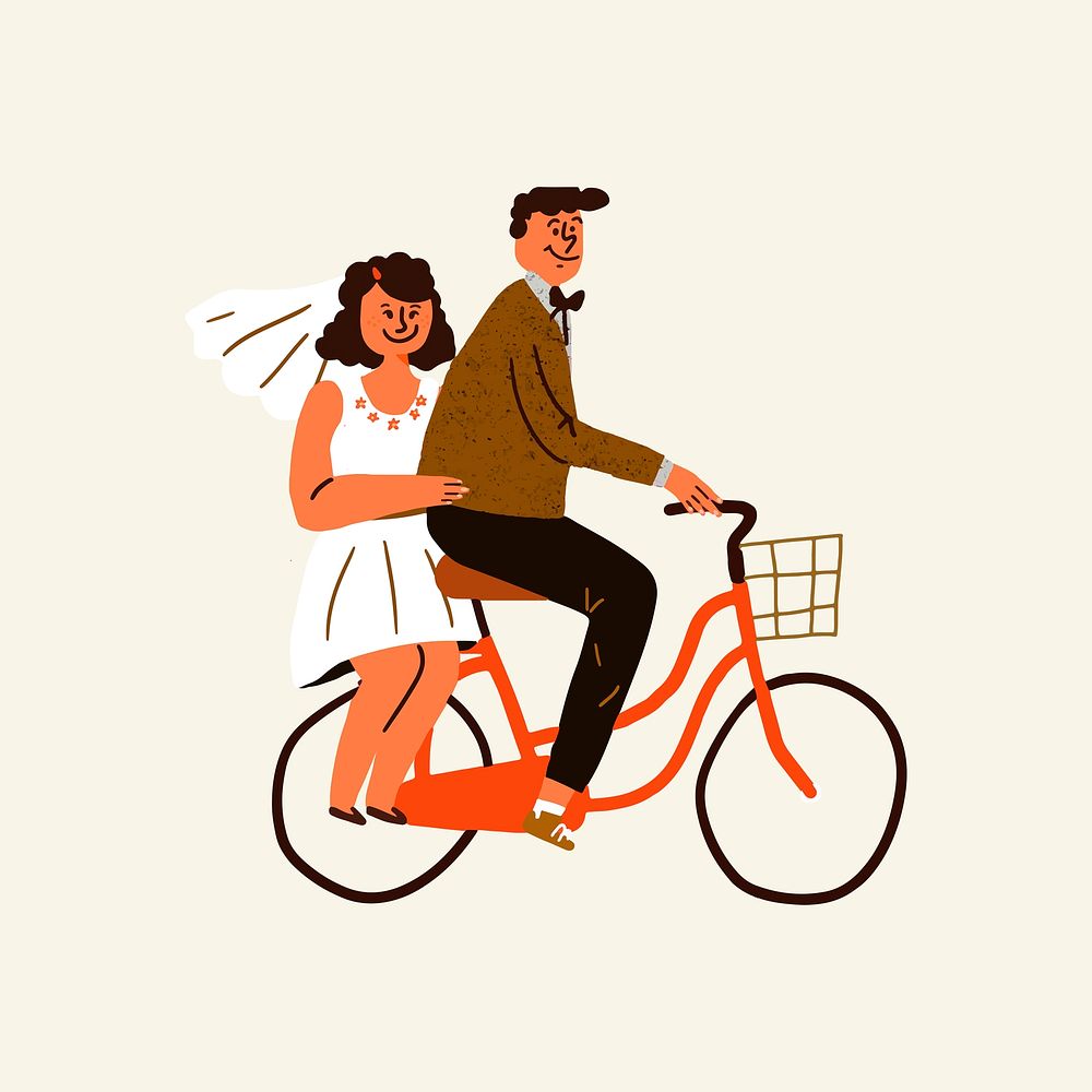 Newly wed couple clipart, Valentine’s cartoon illustration psd