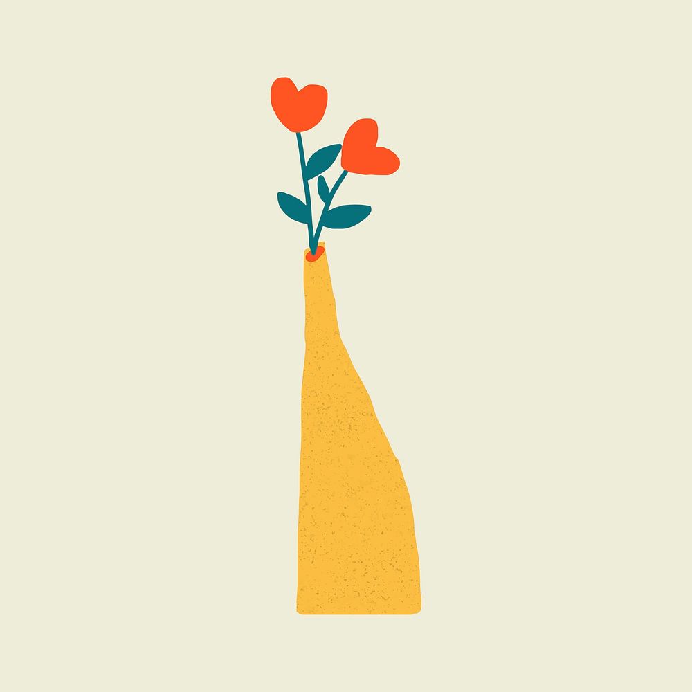 Flower vase sticker, botanical doodle psd