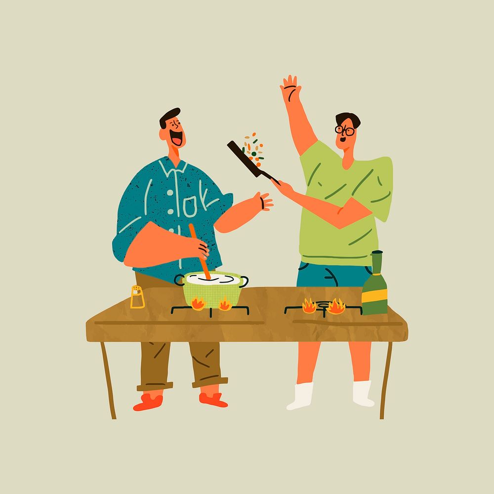 Men cooking clipart, hobby illustration vector