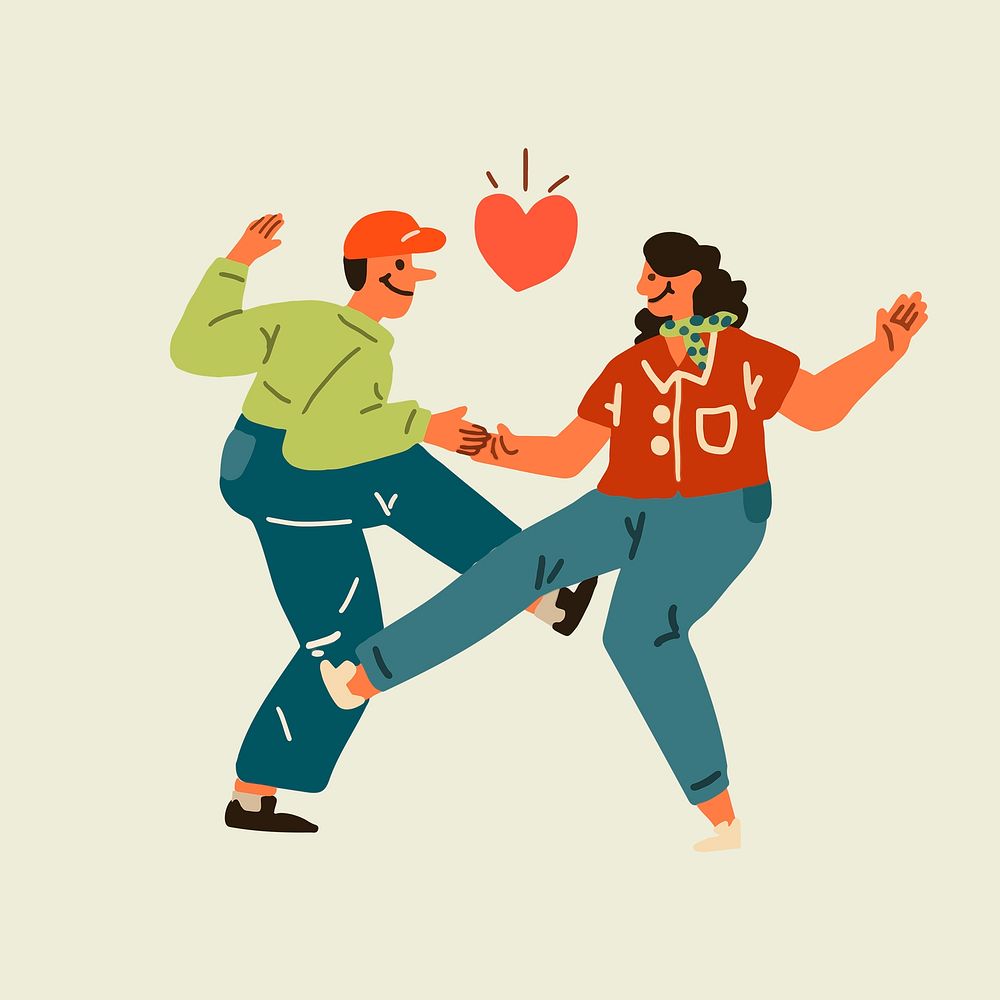 Couple dancing clipart, character illustration psd for valentine&rsquo;s day