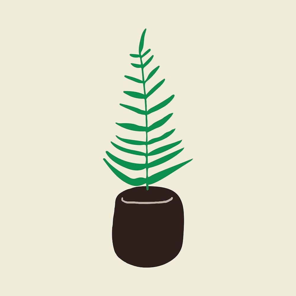 Houseplant sticker, botanical doodle vector