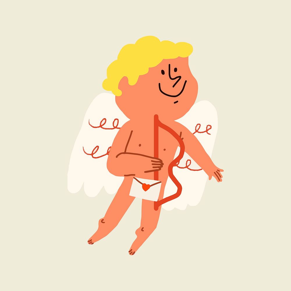 Cupid cartoon sticker, Valentine&rsquo;s day doodle vector