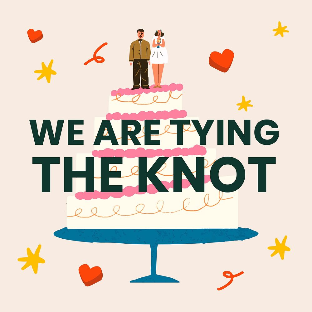 Wedding invitation Instagram post, we are tying the knot text