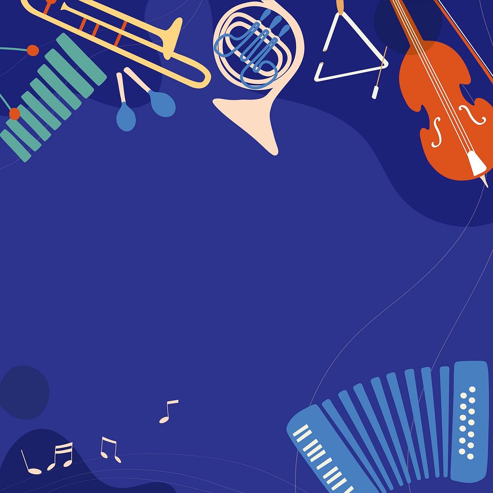 Retro music background, purple instrument illustration vector