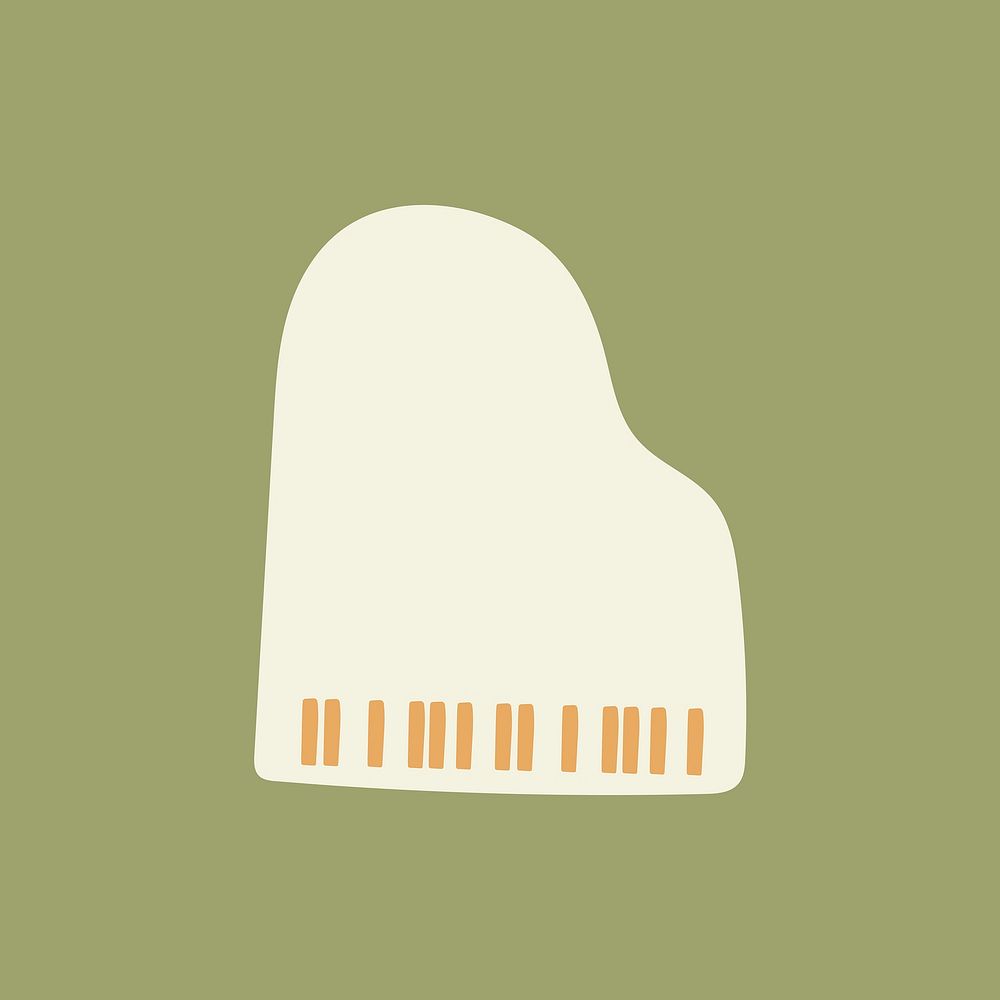 Grand piano clipart, beige musical instrument, concert graphic vector