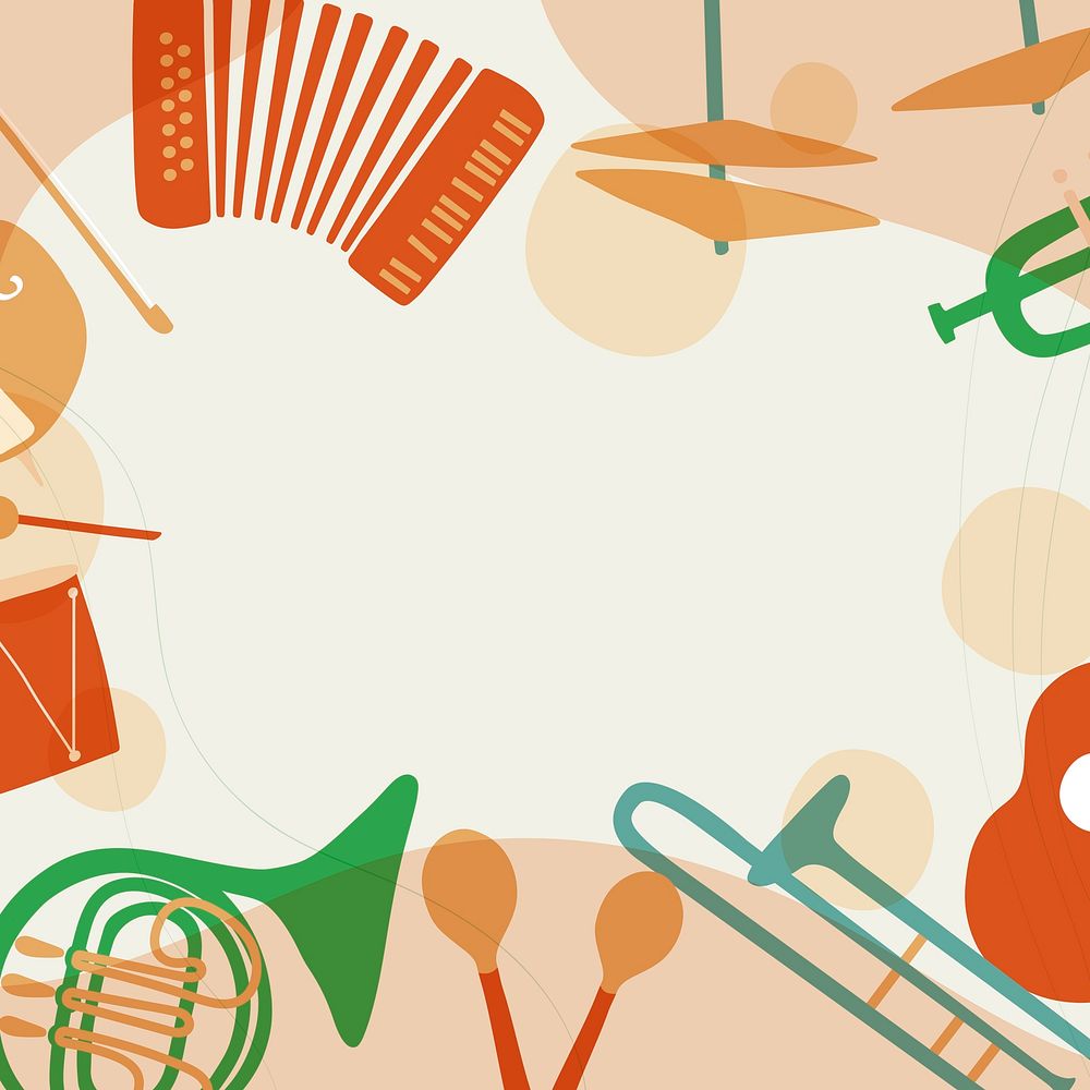 Orange retro background, music frame, jazz instruments vector