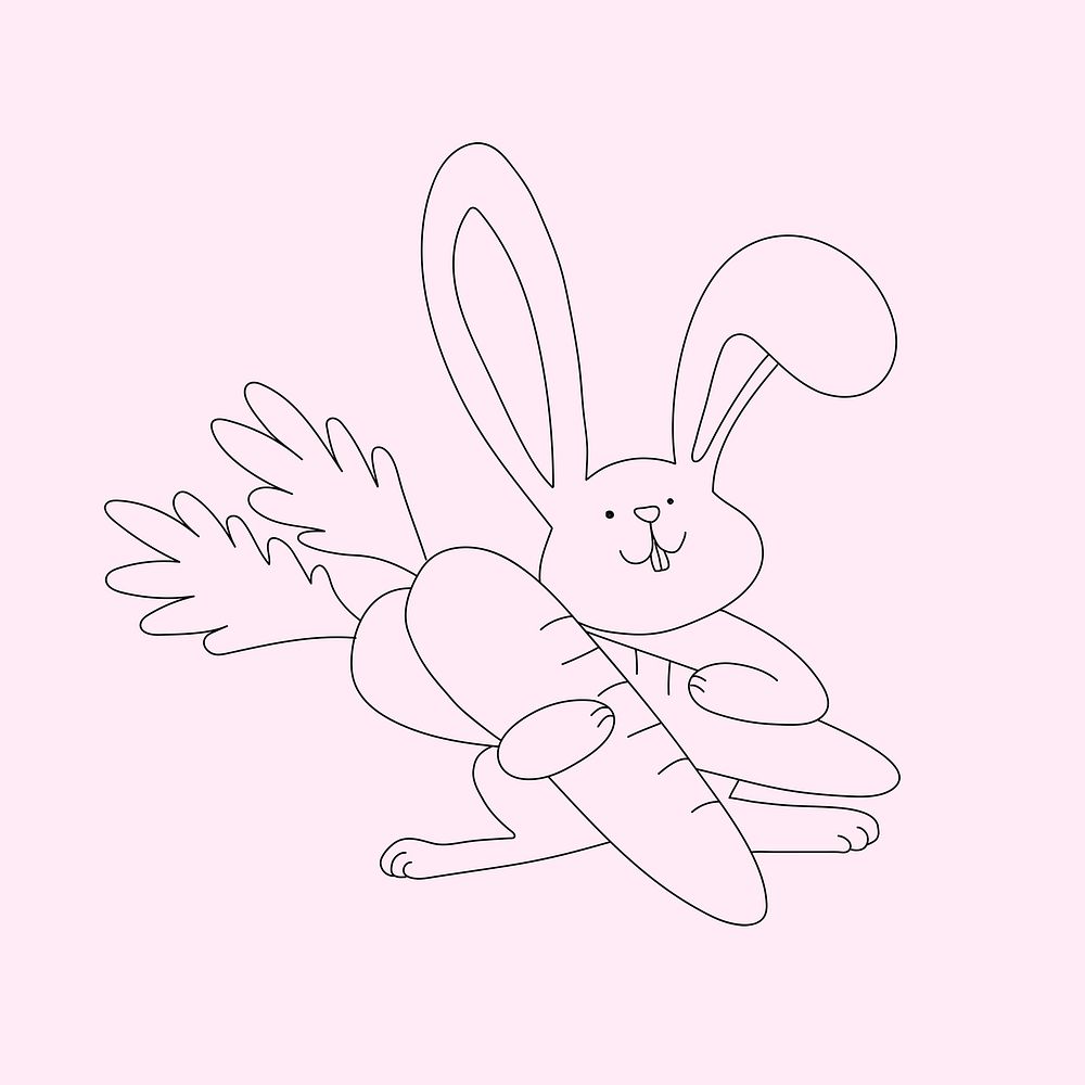 Bunny cute animal illustration for kids coloring psd