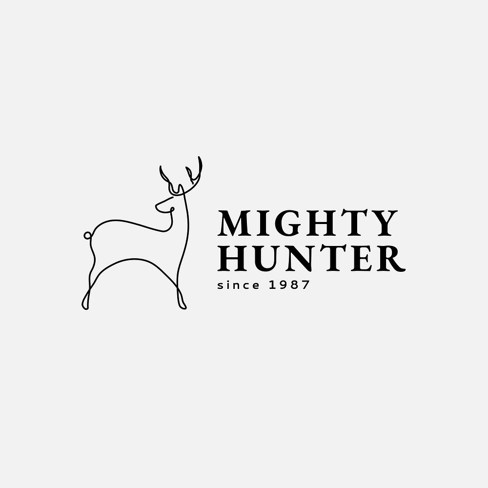 Minimal deer logo template, editable line art design psd