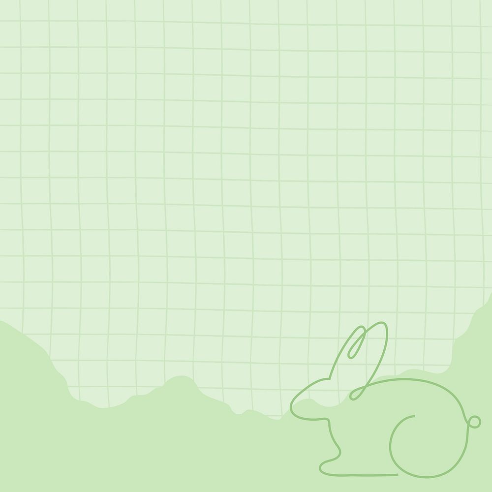 Easter background, green line art bunny design vector