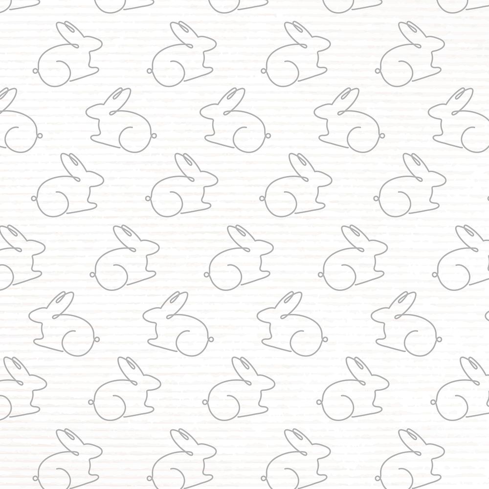 Rabbit seamless pattern, white background line art design vector
