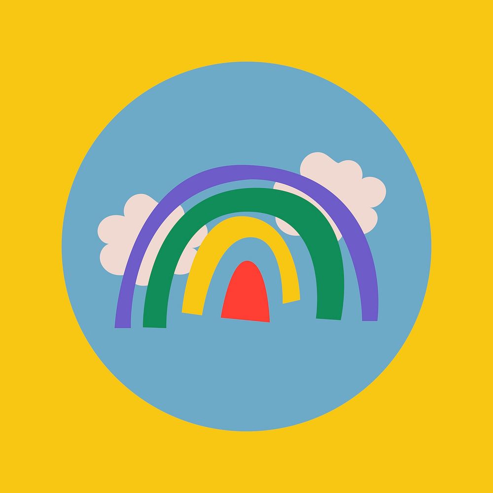 Travel Instagram highlight icon, rainbow doodle in retro design