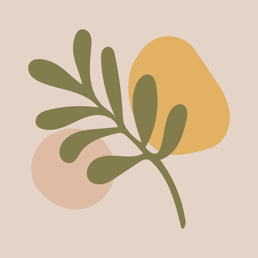 Leaf nature element, doodle illustration in earthy design