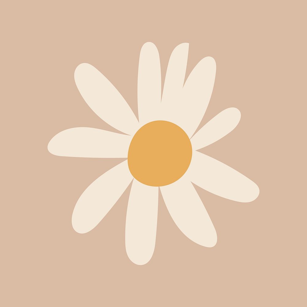 Flower nature sticker, doodle illustration in earthy design vector